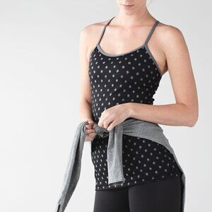 Lululemon Power Y Tank * Luon ghost dot black slate polka dots size 6
